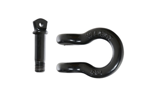 Black shackle and bolt on a white background