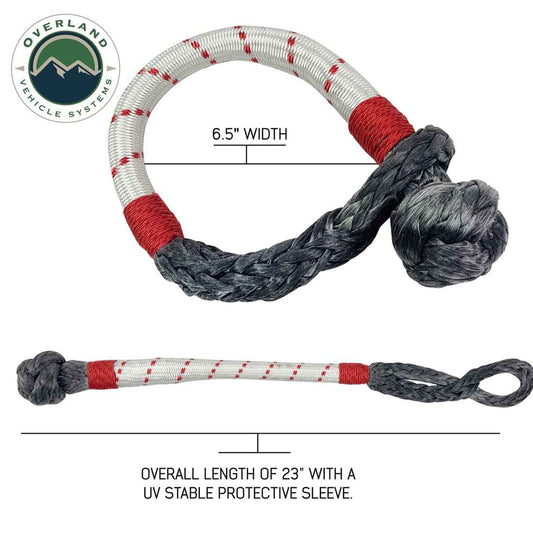 Tow rope with measurement details on a white background, featuring Overland Vehicle Systems logo.