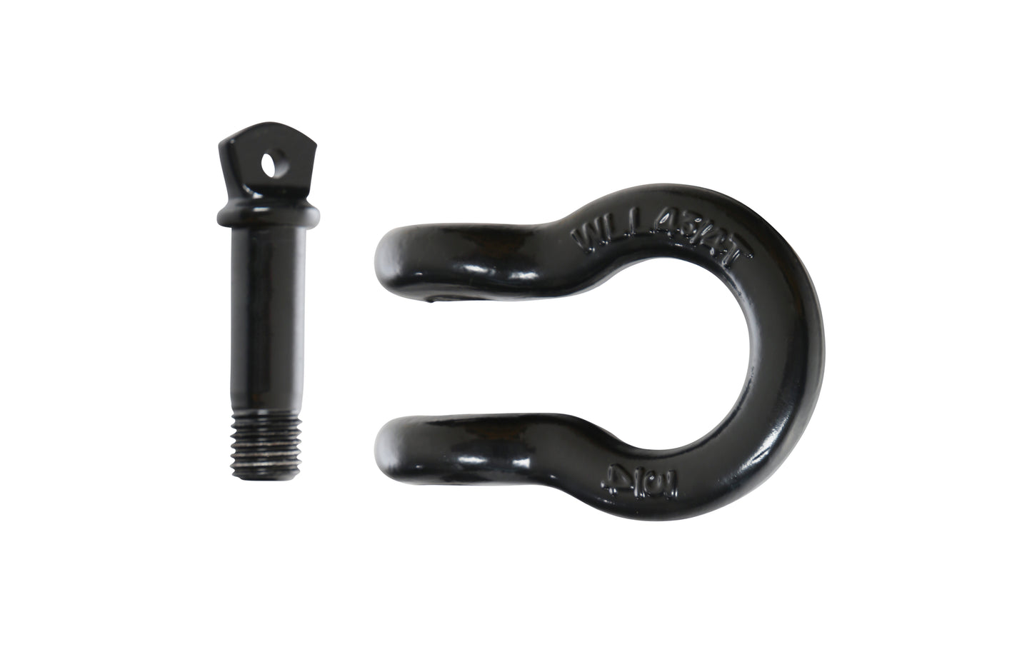 Black shackle and bolt on a white background