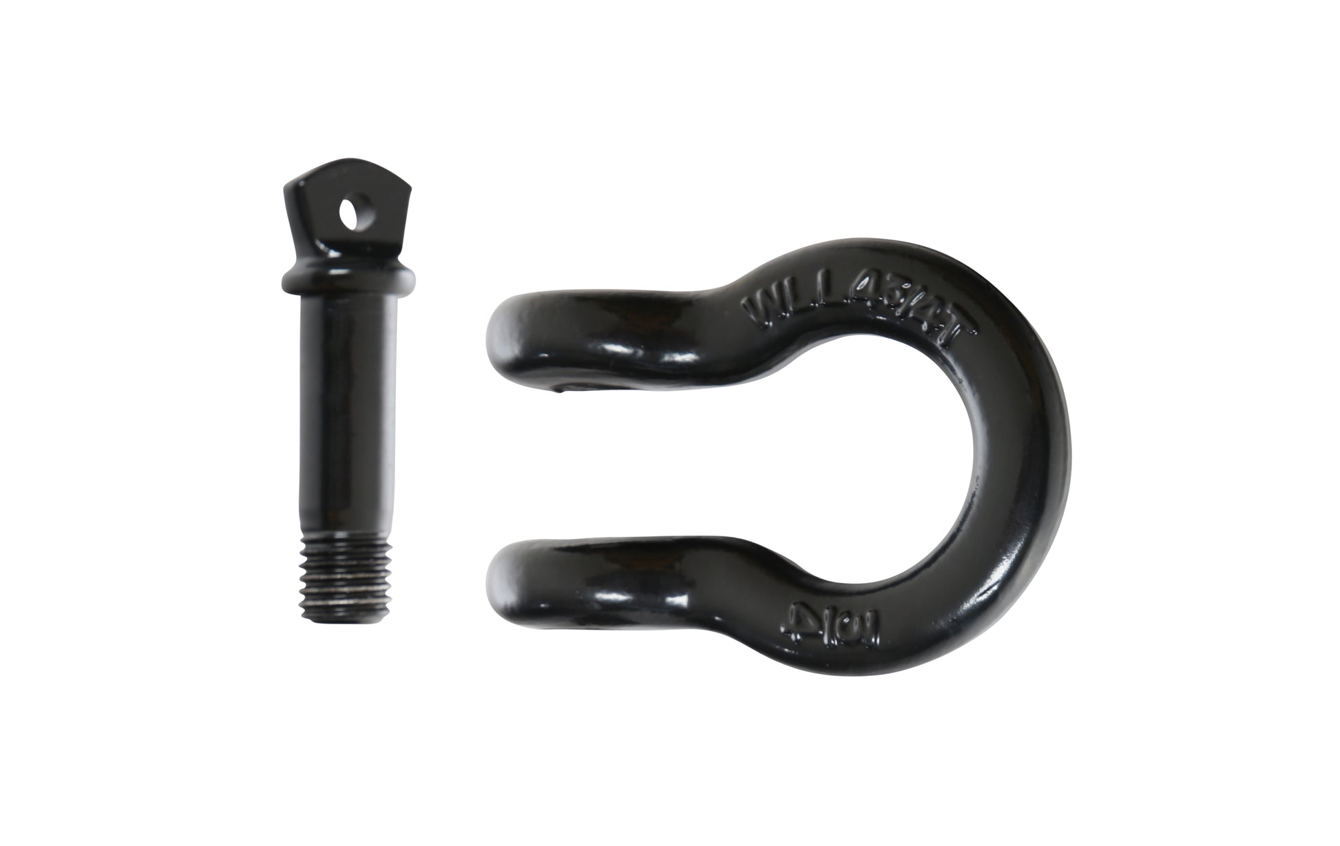 Black shackle and bolt on a white background
