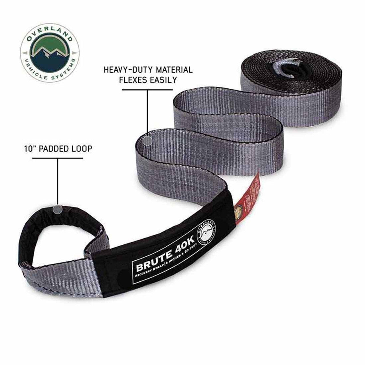 Heavy-duty straps with labeled features on a white background