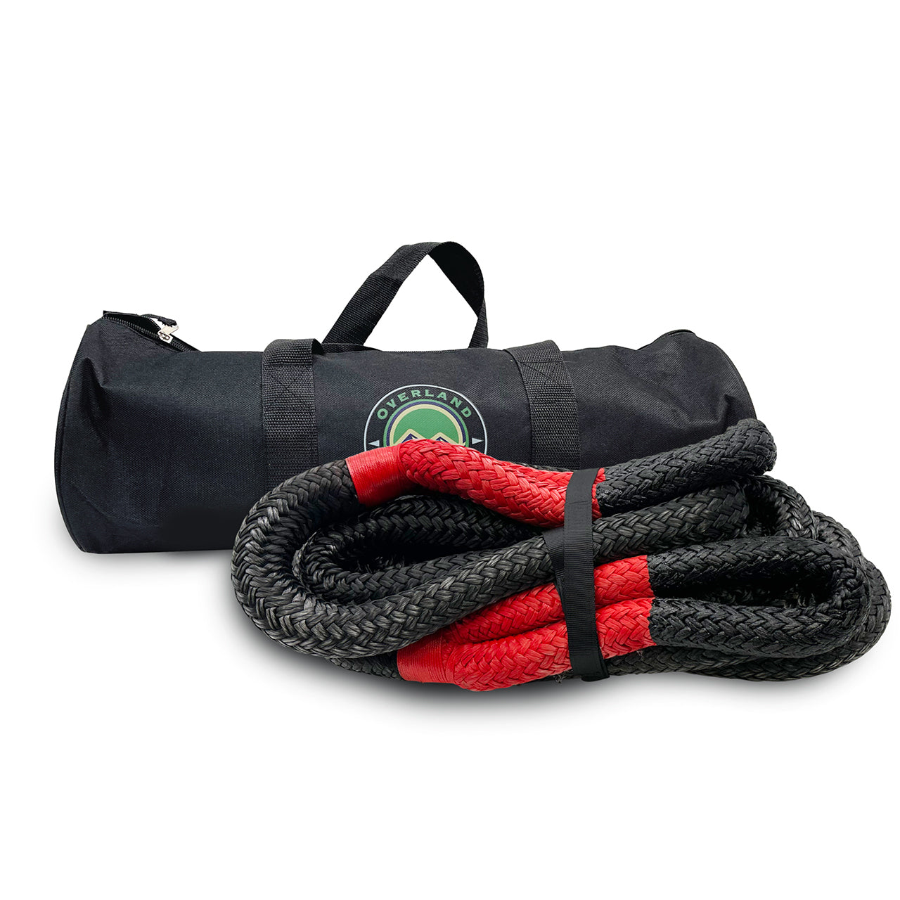 Black and red rope with a carrying bag on a white background