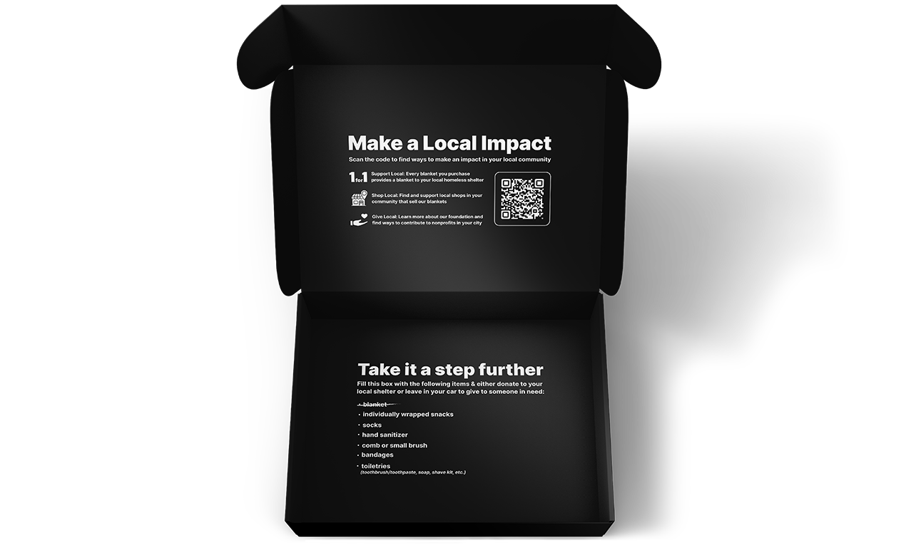 Black bag with text and QR code on a white background