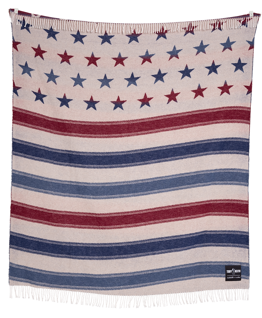 Blanket with star and stripe pattern on a white background