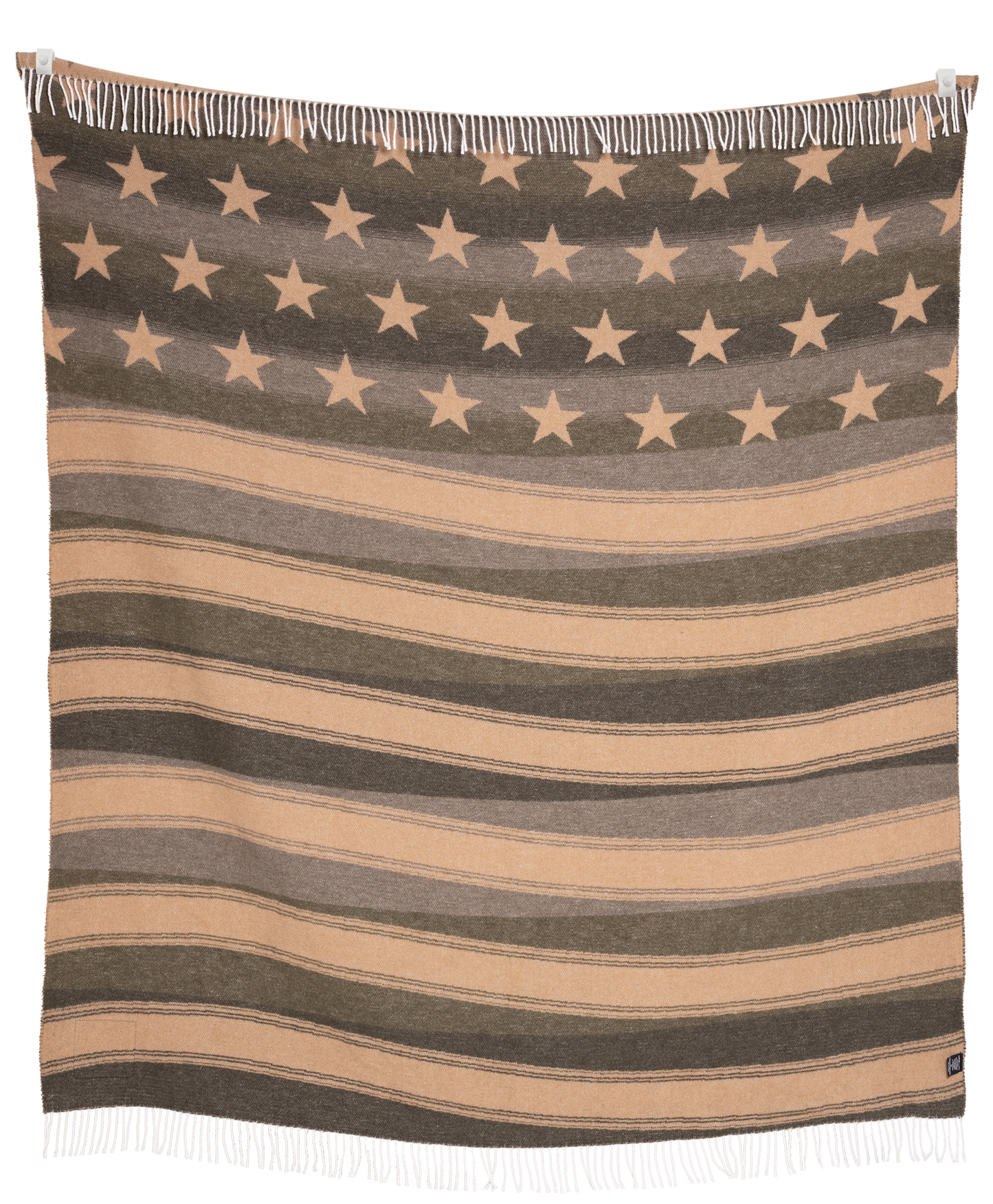 Blanket with star pattern and wavy stripes on a white background