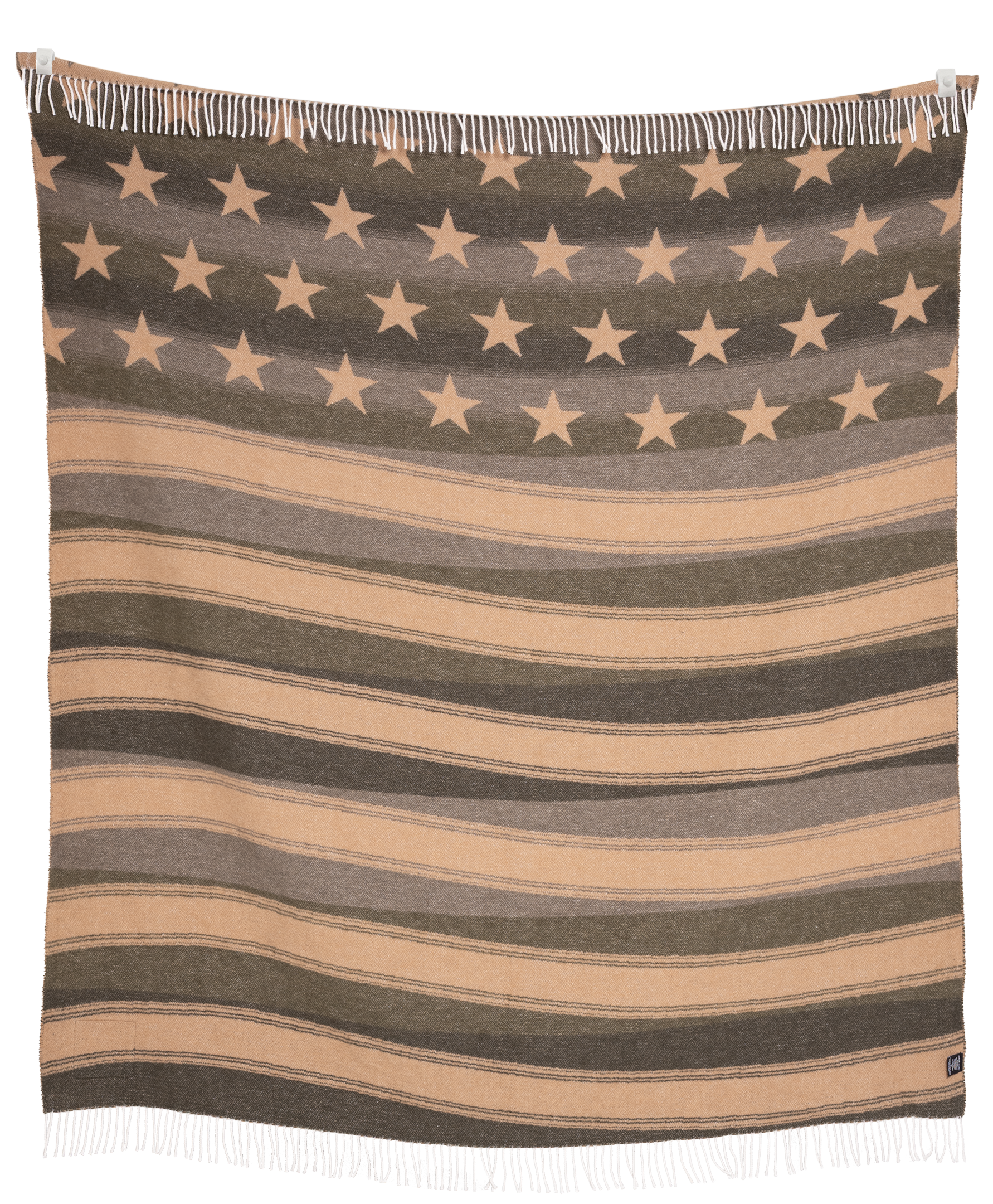 Blanket with star pattern and wavy stripes on a white background