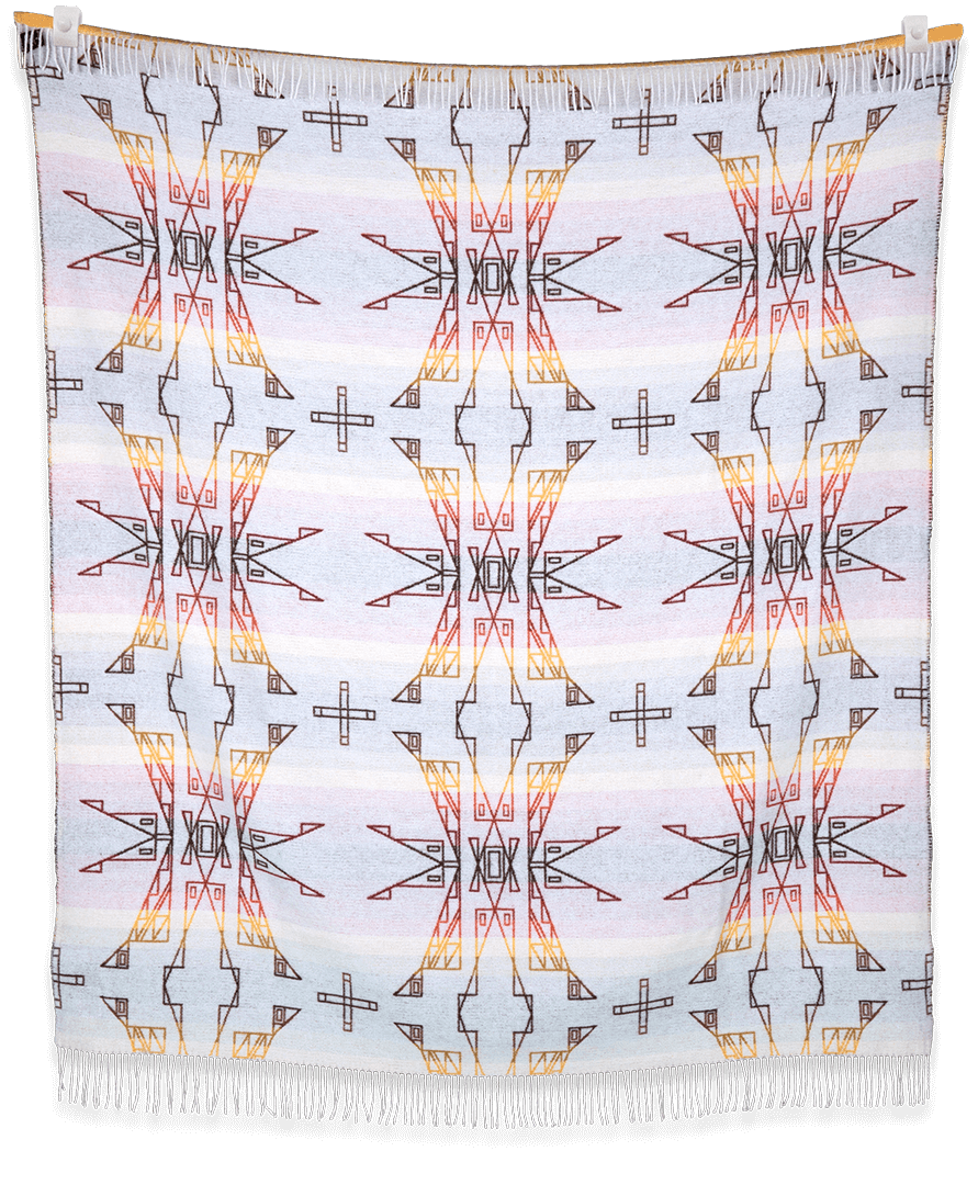 Blanket with geometric pattern on a light background