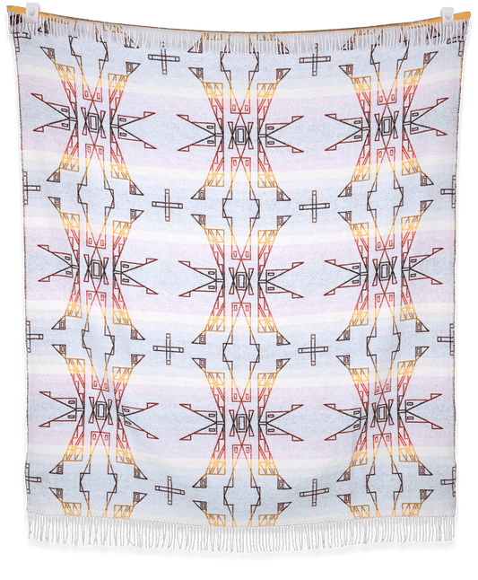 Blanket with geometric pattern on a light background