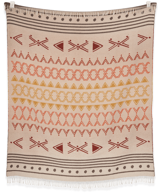 Textile with geometric pattern on a beige background
