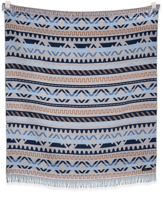 Blanket with geometric pattern on a black background
