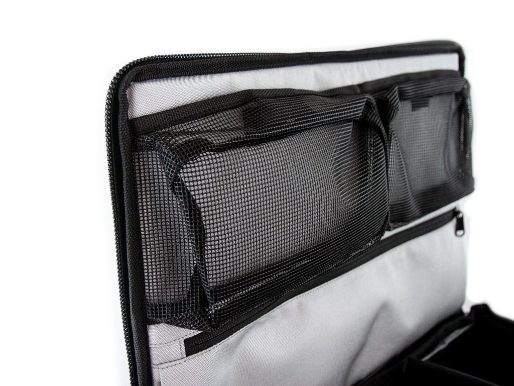 Black mesh pocket on a white background