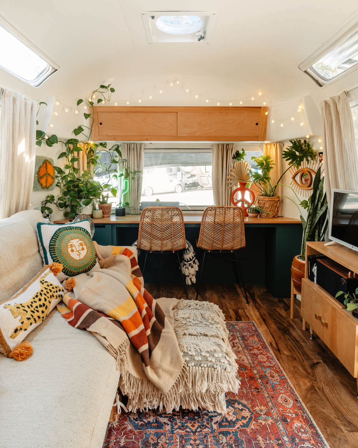 Cozy living room with a couch, coffee table, and decorative elements.